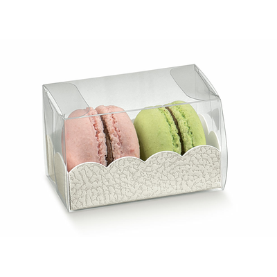 Obal na 3 makronky průsvitné - bílé 8x5x5 cm, bal. 10 ks