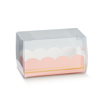 Krabička na 2-3 průhledné růžové makronky 8x5x5 cm balení 10 ks.