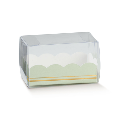  Průhledná zelená krabička na 2-3 makronky 8x5x5 cm balení 10 ks.