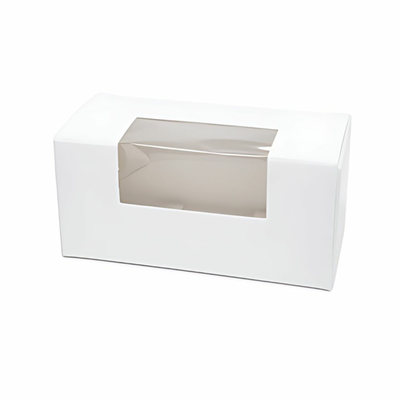 Pudełko na 3-5 makaroniki przezroczysto-białe 10x4,5x4,5 cm opak.100 szt