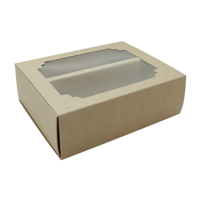 Pudełko na makaroniki z okienkiem EKO brązowe na 10 makaroników 160x130x50 mm opak. 10 szt.