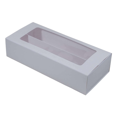 Krabička na 16-20 bílých makronek s dvojitým okénkem 20x9x4,5 cm balení. 100 ks.